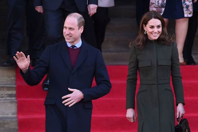 Kate Middleton also wore the Alexander McQueen coat when she visited Bradford with Prince William in January 2020. Photo by OLI SCARFF/AFP via Getty Images)