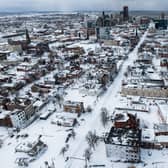 Snow blankets the city in this aerial drone photograph in Buffalo, New York (AFP via Getty Images)
