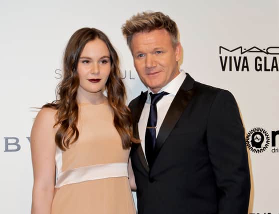 Gordon Ramsay and his daughter, Holly Anna Ramsay, attend the 2017 Elton John AIDS Foundation Academy Awards Viewing Party in West Hollywood, California, on February 26, 2017. (TIBRINA HOBSON/AFP via Getty Images)