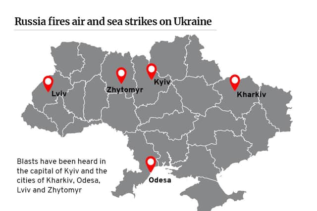 Areas where missile strikes have been reported in Ukraine. Picture: National World graphic’s team. 