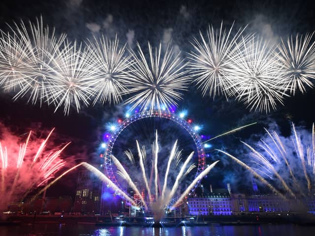 London NYE fireworks display. (Photo by DANIEL LEAL/AFP via Getty Images)