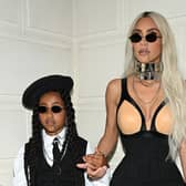 North West and Kim Kardashian attend the Jean-Paul Gaultier Haute Couture Fall Winter 2022 2023 show as part of Paris Fashion Week  on July 06, 2022 in Paris, France. (Photo by Pascal Le Segretain/Getty Images)