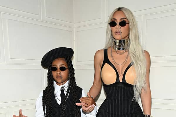 North West and Kim Kardashian attend the Jean-Paul Gaultier Haute Couture Fall Winter 2022 2023 show as part of Paris Fashion Week  on July 06, 2022 in Paris, France. (Photo by Pascal Le Segretain/Getty Images)