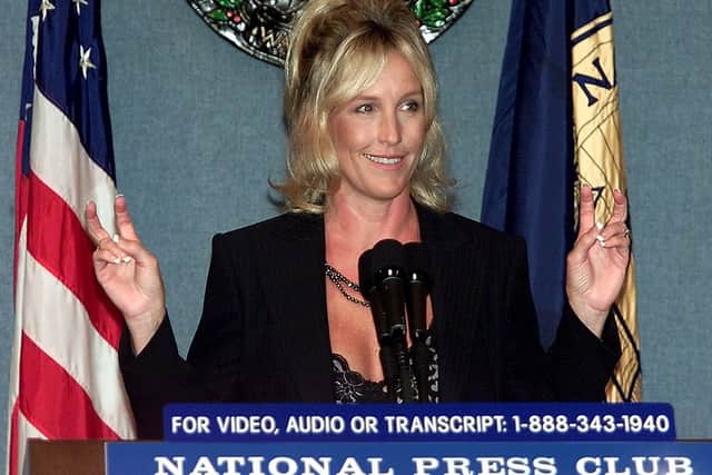Erin Brockovich, who brought her own environmental contamination suit, Anderson vs. Pacific Gas and Electric (PG&E), is supporting the Camp Lejeune claimants. Credit: TIM SLOAN/AFP via Getty Images