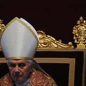 Pope Benedict XVI wears the Papal Tiara (AFP via Getty Images)