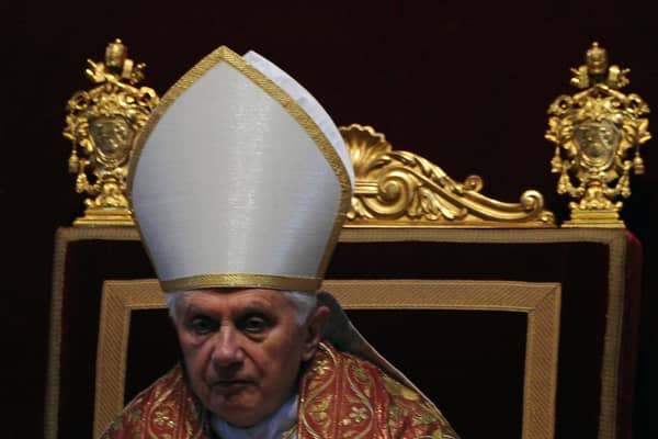 Pope Benedict XVI wears the Papal Tiara (AFP via Getty Images)