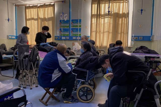 Patients with Covid-19 are pictured at Tangshan Gongren Hospital in China’s northeastern city of Tangshan on December 30, 2022. Credit: Getty Images