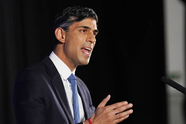 Prime Minister Rishi Sunak during his first major domestic speech of 2023 at Plexal, Queen Elizabeth Olympic Park in east London. Picture date: Wednesday January 4, 2023. Credit: PA