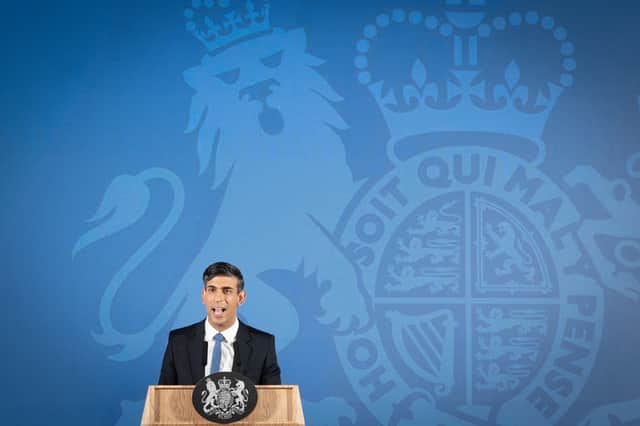 Prime Minister Rishi Sunak during his first major domestic speech of 2023 at Plexal, Queen Elizabeth Olympic Park in east London. Picture date: Wednesday January 4, 2023. Credit: PA