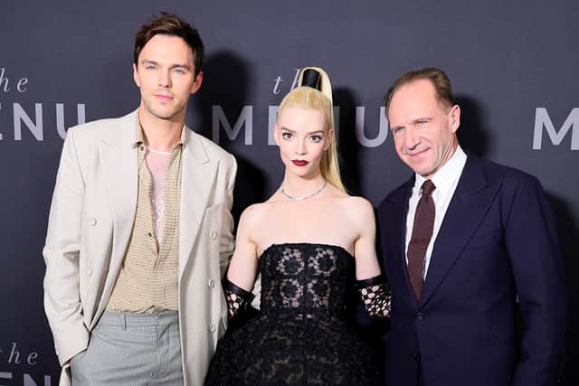 Nicholas Hoult, Anya Taylor-Joy, and Ralph Fiennes attend "The Menu" New York Premiere at AMC Lincoln Square Theater on November 14, 2022 in New York City. (Photo by Theo Wargo/Getty Images)