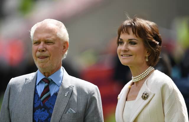 David Gold and Lesley Manning were engaged for 15 years before his death in 2023. (Credit: Getty Images)
