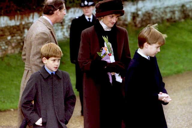 Princes William and Harry as children with their father and late mother, Princess Diana. It is hard to believe today that the brothers could ever have been close.  Photograph by  POOL/AFP via Getty Images