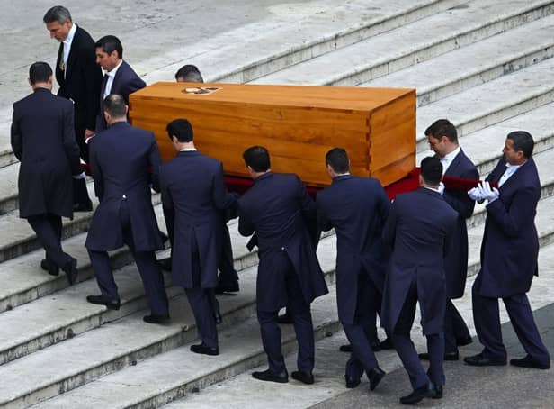 Pope Benedict XVI’s coffin will be interred today (image: AFP/Getty Images)