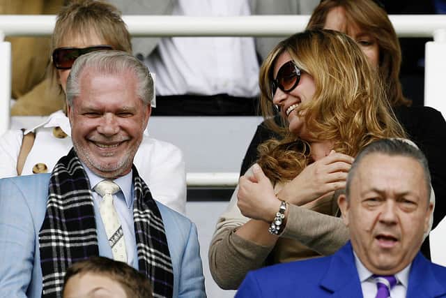 Karren Brady pictured with the late David Gold (left) and David Sullivan (bottom right) (image: AFP/Getty Images)