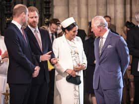 File photo dated 11/03/19 of the then Prince of Wales, (now King Charles III) talking with the Duchess of Sussex and the Duke of Sussex and the then Duke of Cambridge (left) (now the Prince of Wales) as they attend the Commonwealth Service at Westminster Abbey, London. The Duke of Sussex has claimed his father was jealous of both his wife, Meghan, and his sister-in-law, the Princess of Wales, in his memoir. Harry reportedly said the reason his father supposedly said he did not "have money to spare" to financially support him and his wife Meghan was because the King feared the "novel and resplendent" American actress would steal his limelight. Issue date: Saturday January 7, 2023.