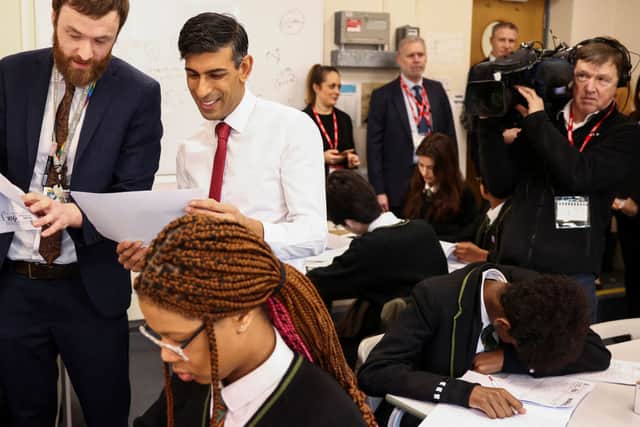 UK Prime Minister Rishi Sunak visits Harris Academy in Battersea on January 6, 2023 in London, England. Credit: Getty Images