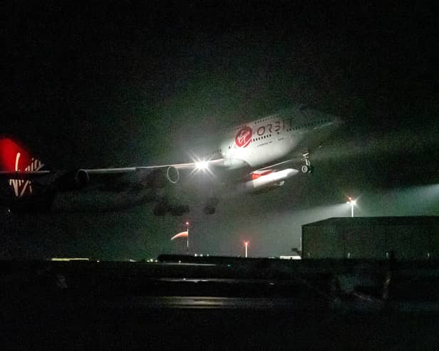 Cosmic Girl, carrying Virgin Orbit’s LauncherOne rocket, takes off from Spaceport Cornwall (Photo: PA)