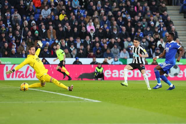 Miguel Almiron scores for Newcastle against Leicester on Boxing Day
