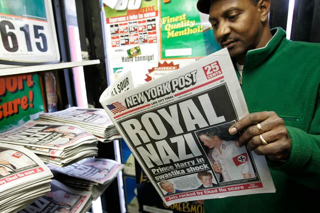 New York Post newspaper featuring a “Royal Nazi” headline (Getty Images)
