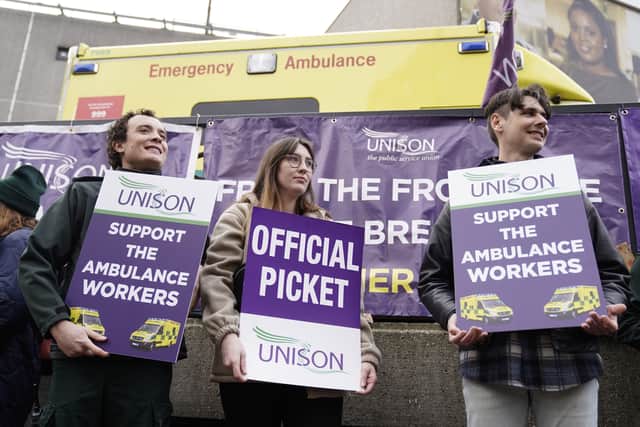 Thousands of ambulance workers across England and Wales are striking today (Photo: PA)