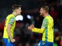 Joe Worrall and Ryan Yates celebrate Forest victory over Southampton earlier this month