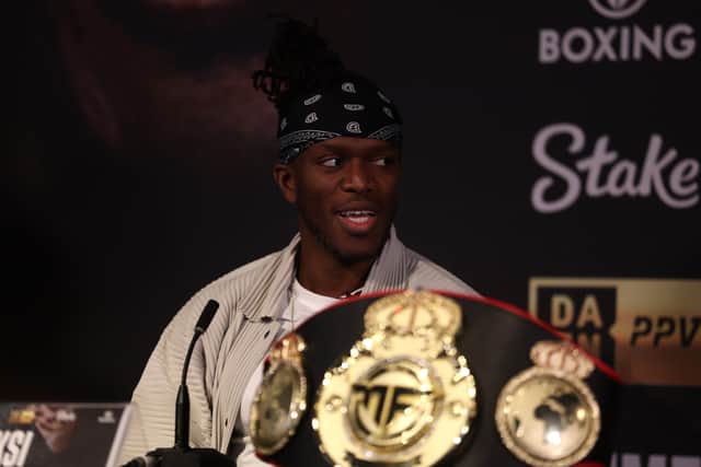 KSI at the press conference ahead of his fight this weekend
