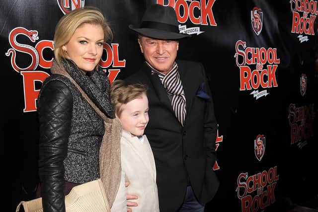 Michael Flatley with his wife Niamh O’Brien and son Michael St. James Flatley at the “School Of Rock” Broadway opening night at Winter Garden Theatre in 2015 (Photo: Getty Images)