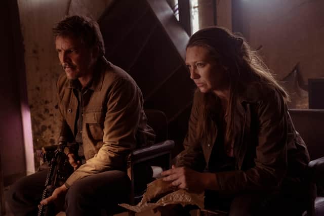 Pedro Pascal as Joel and Anna Torv as Tess in The Last of Us (Credit: HBO)