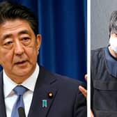 Shinzo Abe (left) with the man charged over his murder Tetsuya Yamagami (right) Picture: Getty/ National World Graphics Team