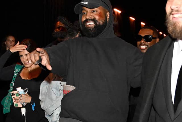 Kanye West attends the Balenciaga Womenswear Spring/Summer 2023 show as part of Paris Fashion Week on October 02, 2022 in Villepinte, France. (Photo by Anthony Ghnassia/Getty Images For Balenciaga)