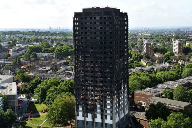 The remains of Grenfell Tower pictured against the London skyline on June 16, 2017 (Photo: AFP via Getty Images)