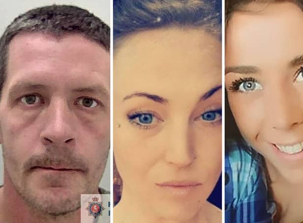 Mark Brown with his victims Leah Ware (middle) and Alexandra Morgan (right). Picture: Sussex Police/ PA