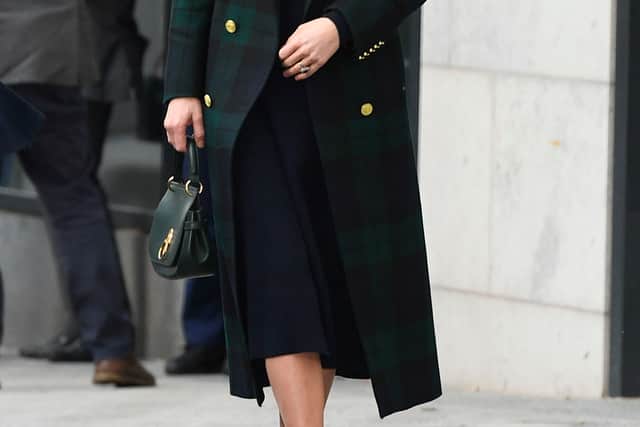 Kate Middleton in a Holland Cooper coat during a royal visit to Merseyside in January 2023 (Getty)