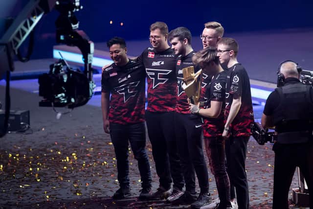 Players of Faze Clan pictured after winning the finals of the World Championship of the Counter-Strike-Global Offensive’ first person shooter computer game, Sunday 22 May 2022 in Antwerp. Picture: VAN ACCOM/BELGA MAG/AFP via Getty Images