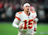LAS VEGAS, NEVADA - JANUARY 07: Patrick Mahomes #15 of the Kansas City Chiefs runs off the field after the first half against the Las Vegas Raiders at Allegiant Stadium on January 07, 2023 in Las Vegas, Nevada. (Photo by Chris Unger/Getty Images)