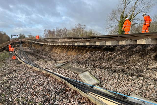 A 44-metre section of railway in Hampshire has suffered a landslip (image: PA)