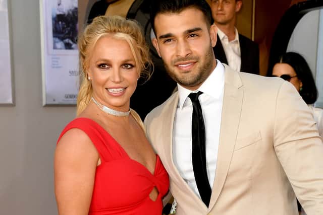 Britney Spears and her husband Sam Asghari at the premiere of Sony Pictures’ “One Upon A Time...In Hollywood” in 2019 (Photo: Getty Images)