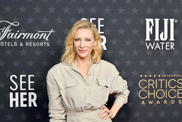 Although I wasn't a fan of Cate Blanchett's outfit, I was a fan of her acceptance speech for Best Actress at the Critics Choice Awards. (Photo by John Sciulli/Getty Images for FIJI Water)