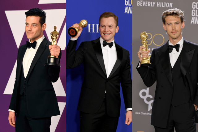 [L-R] Rami Malek, Taron Egerton and Austin Butler have all won acting awards for their lead portrayals in recent musical biopics (Credit: Getty Images)