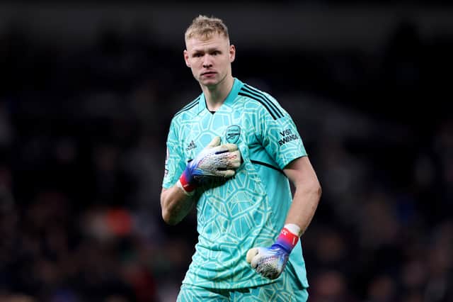 Arsenal goalkeeper Aaron Ramsdale was assaulted post-match following his team derby win against rivals Tottenham Hotspur. (Credit: Getty Images)