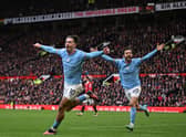 Jack Grealish celebrates scoring against United on Saturday