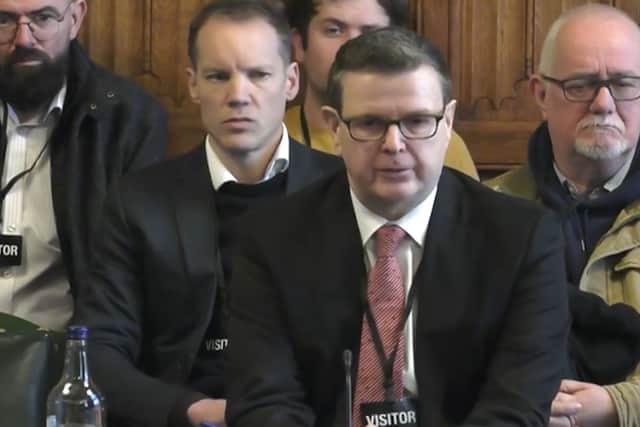 Simon Thompson, Royal Mail CEO, giving evidence in Parliament. Credit: Parliament
