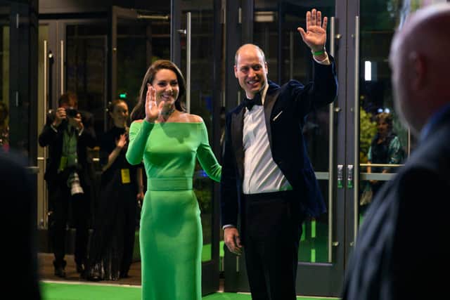 Kate Middleton wore a vibrant green Solace London dress to the Earthshot Prize. (Photo by ANGELA WEISS/AFP via Getty Images)