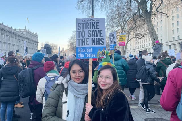 Nurses Mel and Steel, who work in intensive care, joined the NHS march. 