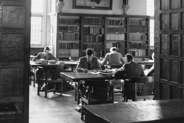 Pupils studying in the library at Ampleforth College in Yorkshire in 1952 (Photo: Getty Images)