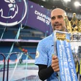 Manchester City’s Pep Guardiola celebrates league title in 2021