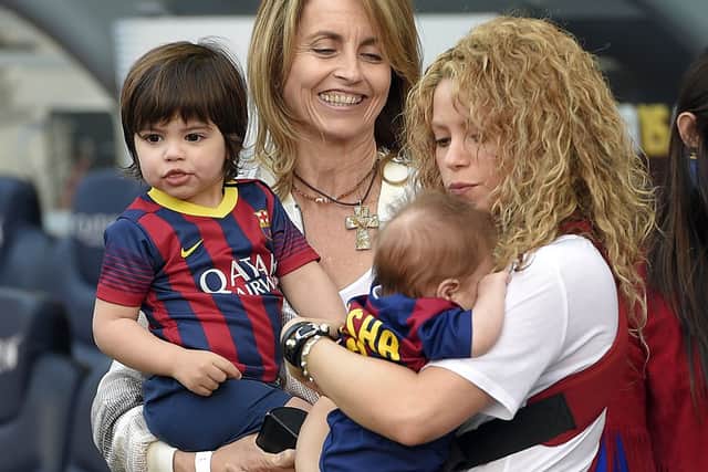Shakira with Barcelona's defender Gerard Pique's mother, Montserrat Bernabéu