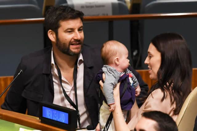 Jacinda Ardern with baby Neve Te Aroha at the United Nations General Assembly