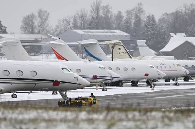 Private jets at Dubendorf airport during the Davos meeting (AFP via Getty Images)