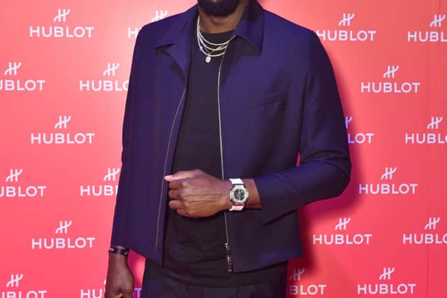 Usain Bolt attends Hublot Loves Art Miami at Faena Forum: Art Basel 2021 on December 02, 2021 in Miami Beach, Florida. (Photo by Eugene Gologursky/Getty Images for Hublot)